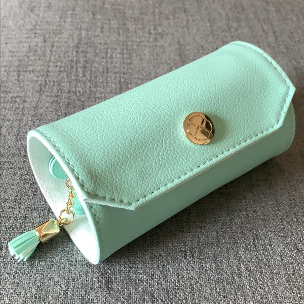 Travel Jewelry Case in Mint Green with Tassel